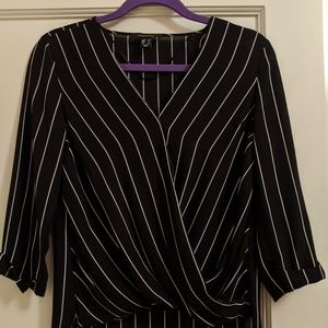 Black and white striped blouse